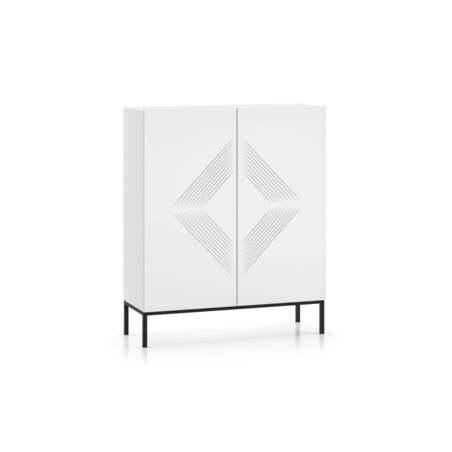 Komoda wysoka KLARA 100 2D biały mat z podstawą