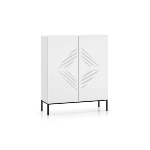 Komoda wysoka KLARA 100 2D biały mat z podstawą