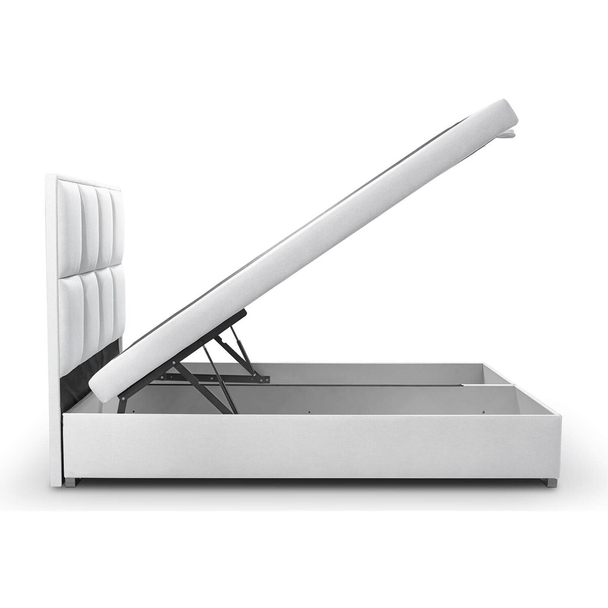 Łóżko tapicerowane ARCHIE 200x200 z pojemnikiem, Jasny Szary, tkanina Megan 364