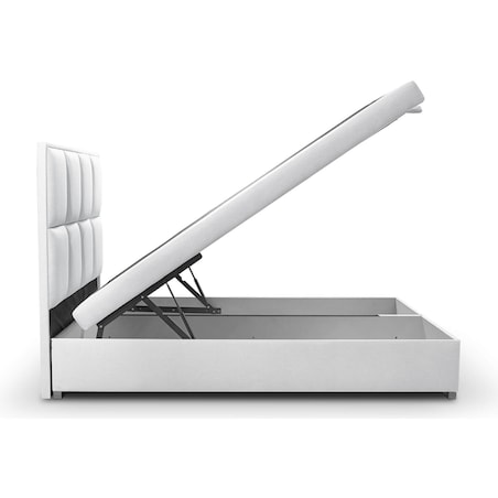 Łóżko tapicerowane ARCHIE 200x200 z pojemnikiem, Jasny Szary, tkanina Megan 364