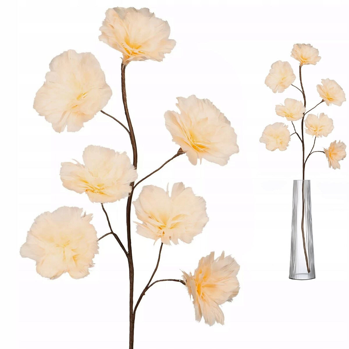 SZTUCZNA GAŁĄZKA kwiat dekoracyjna ozdoba do wazonu NATURALNE PIÓRA 100cm