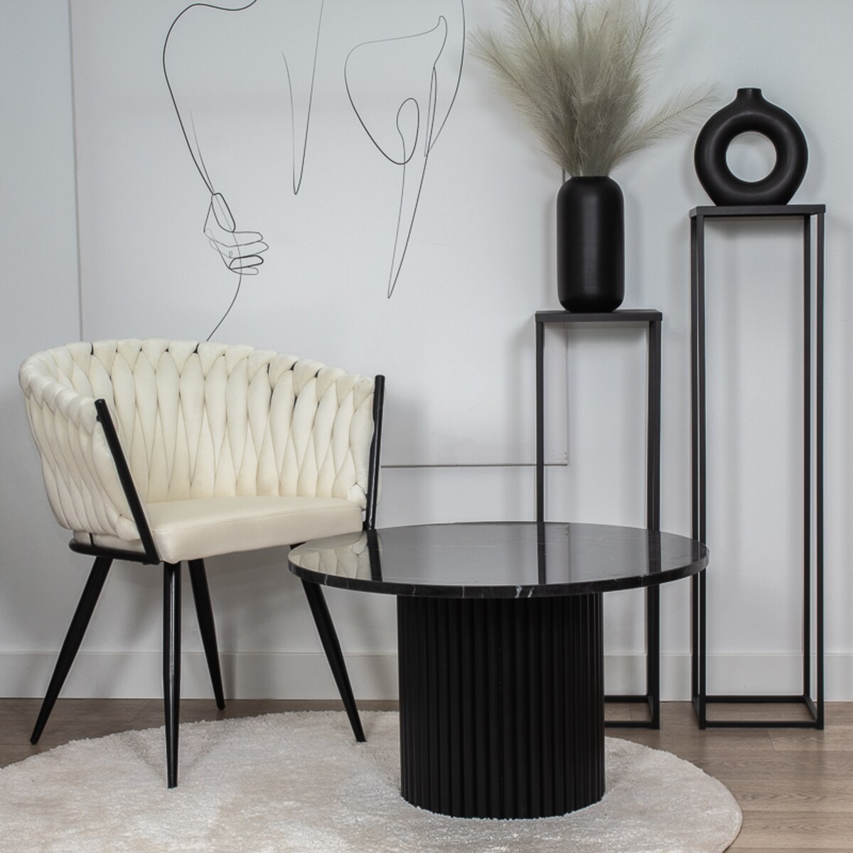 Krzesło tapicerowane do salonu glamour welurowe plecione beżowe