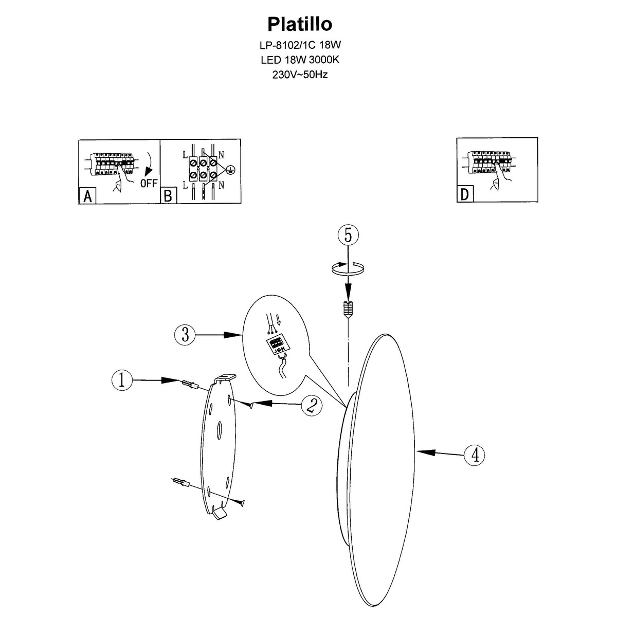 Plafon Light Prestige Platillo złoty LED CCT 3000K/4000K/6000K (regulowana) 1 szt.