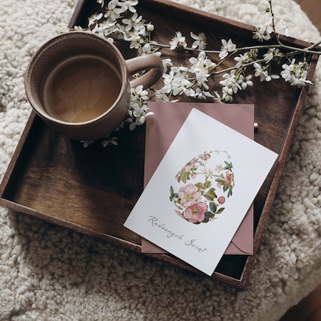 Kartka Wielkanocna Kwiecista Pisanka 12x17