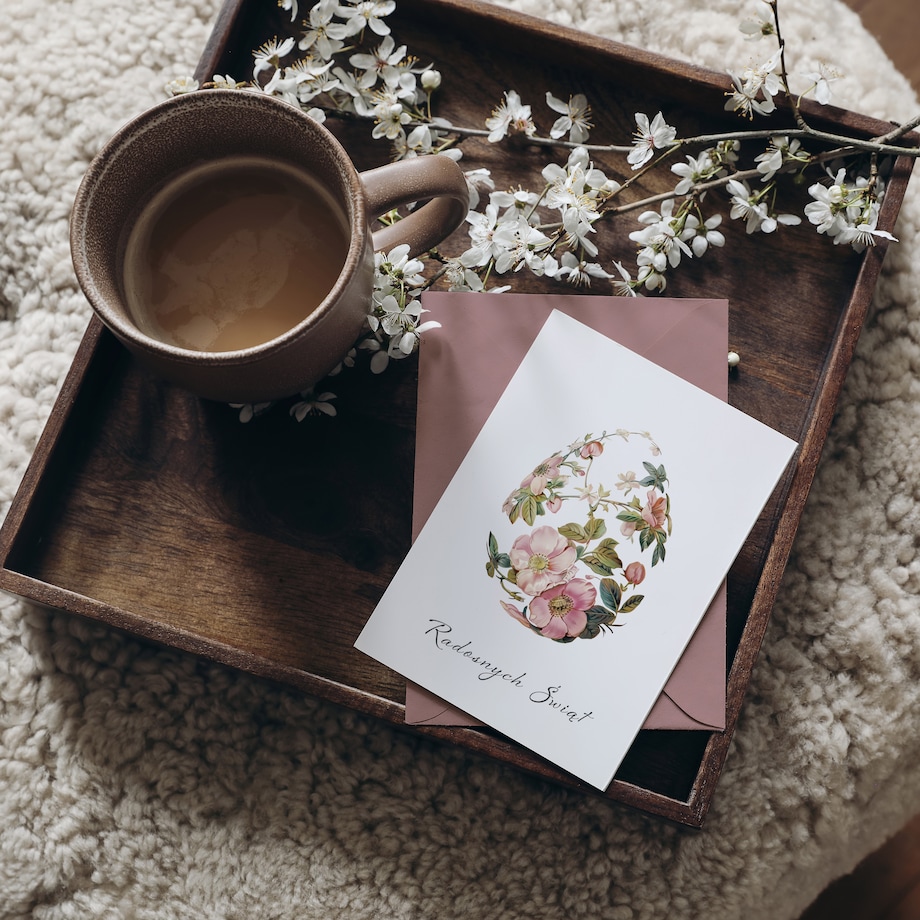 Kartka Wielkanocna Kwiecista Pisanka 12x17