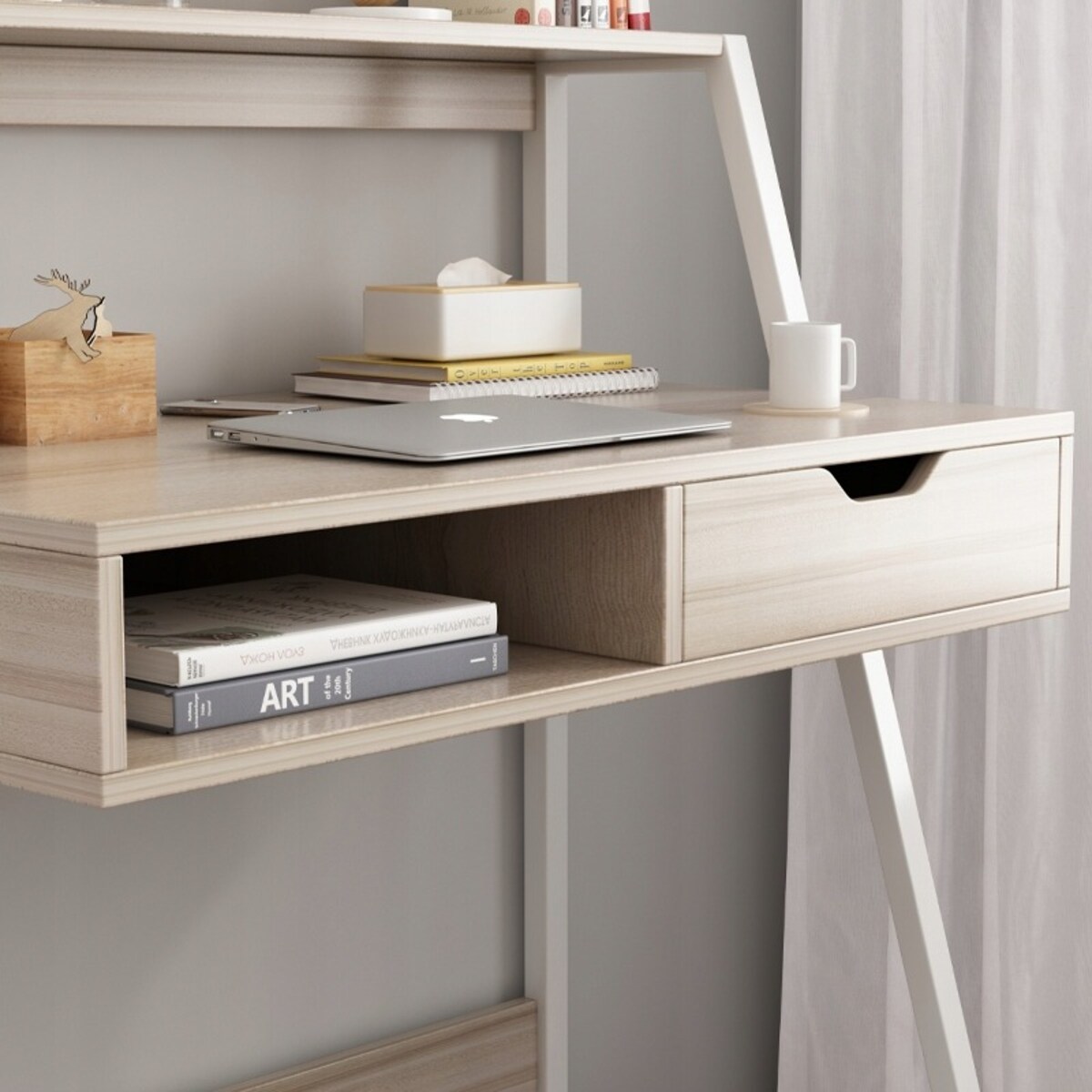 Biurko komputerowe jasny dąb szkolne stolik loft industrialne z szufladą