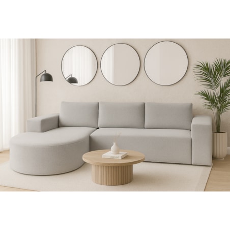 Narożnik Vello z funkcją spania do salonu, lewostronny-boucle-CatchMe szary