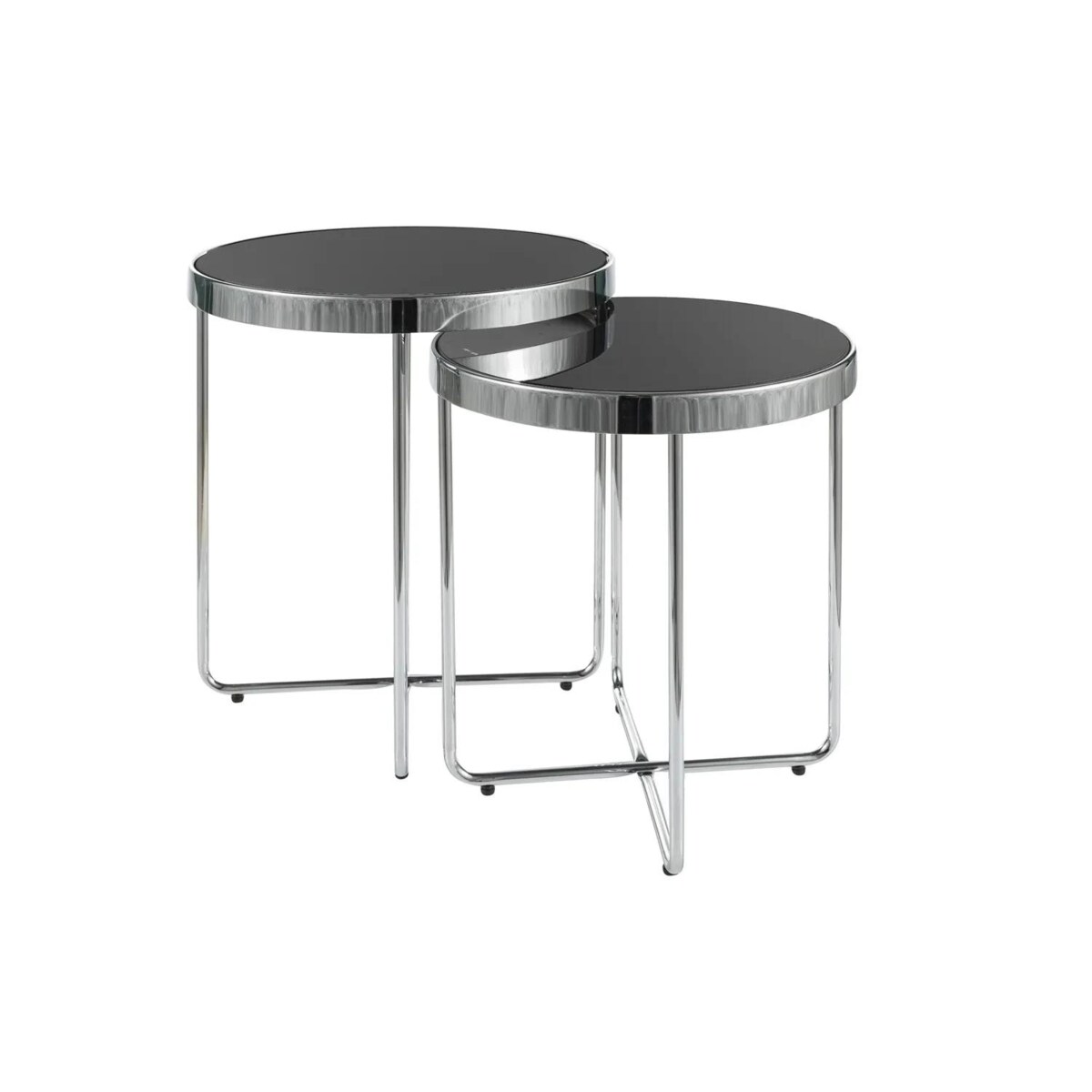 Zestaw 2 ław SAGA czarny/chrom