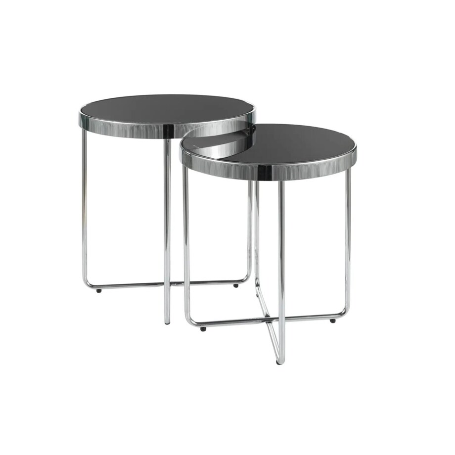 Zestaw 2 ław SAGA czarny/chrom