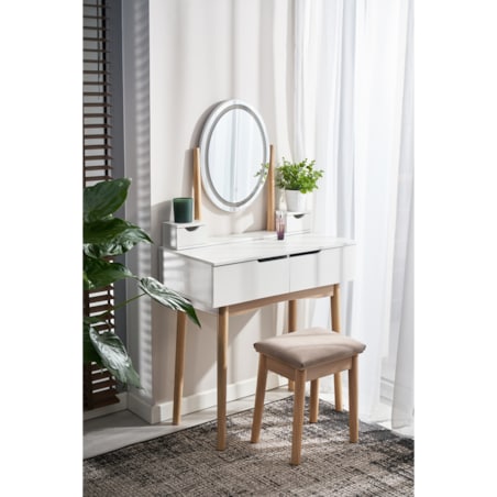 TOALETKA z lustrem LED kosmetyczna skandynawska