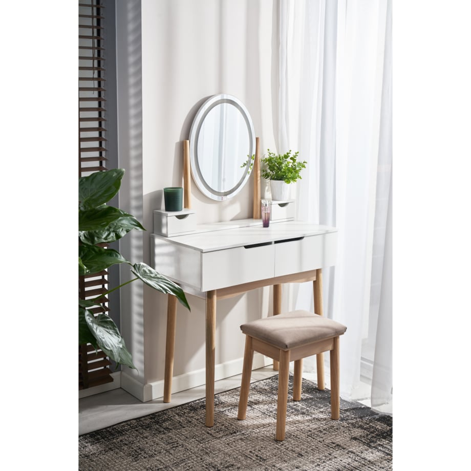 TOALETKA z lustrem LED kosmetyczna skandynawska