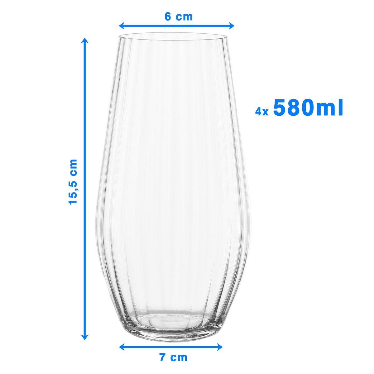 4X Szklanki Kryształowe Do Koktajli Napojów Drinków Prezent 580 Ml Komplet Zestaw Szklanek