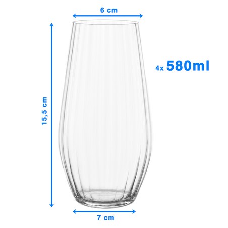 4X Szklanki Kryształowe Do Koktajli Napojów Drinków Prezent 580 Ml Komplet Zestaw Szklanek