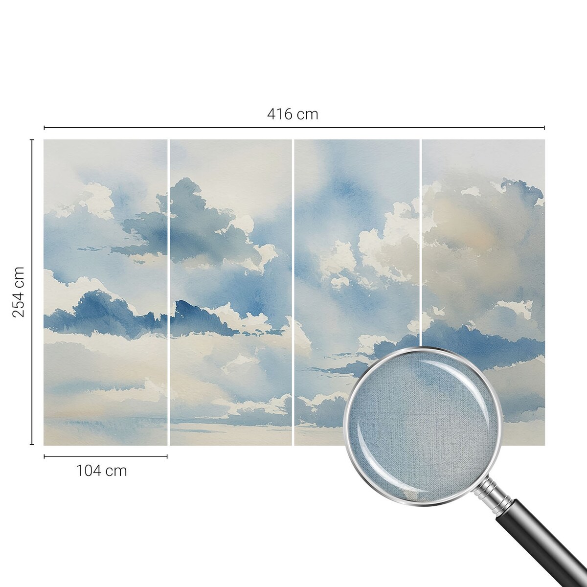 Fototapeta samoprzylepna 416x254 cm - Niebiańskie obłoki, tapeta ścienna niebieska