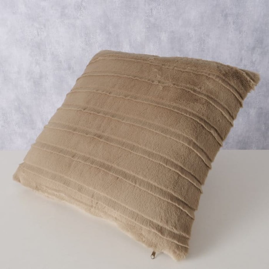 Poduszka Dekoracyjna Beżowa Futerko Strofo Ozdobna Dekoracyjna Sofę Kanapę