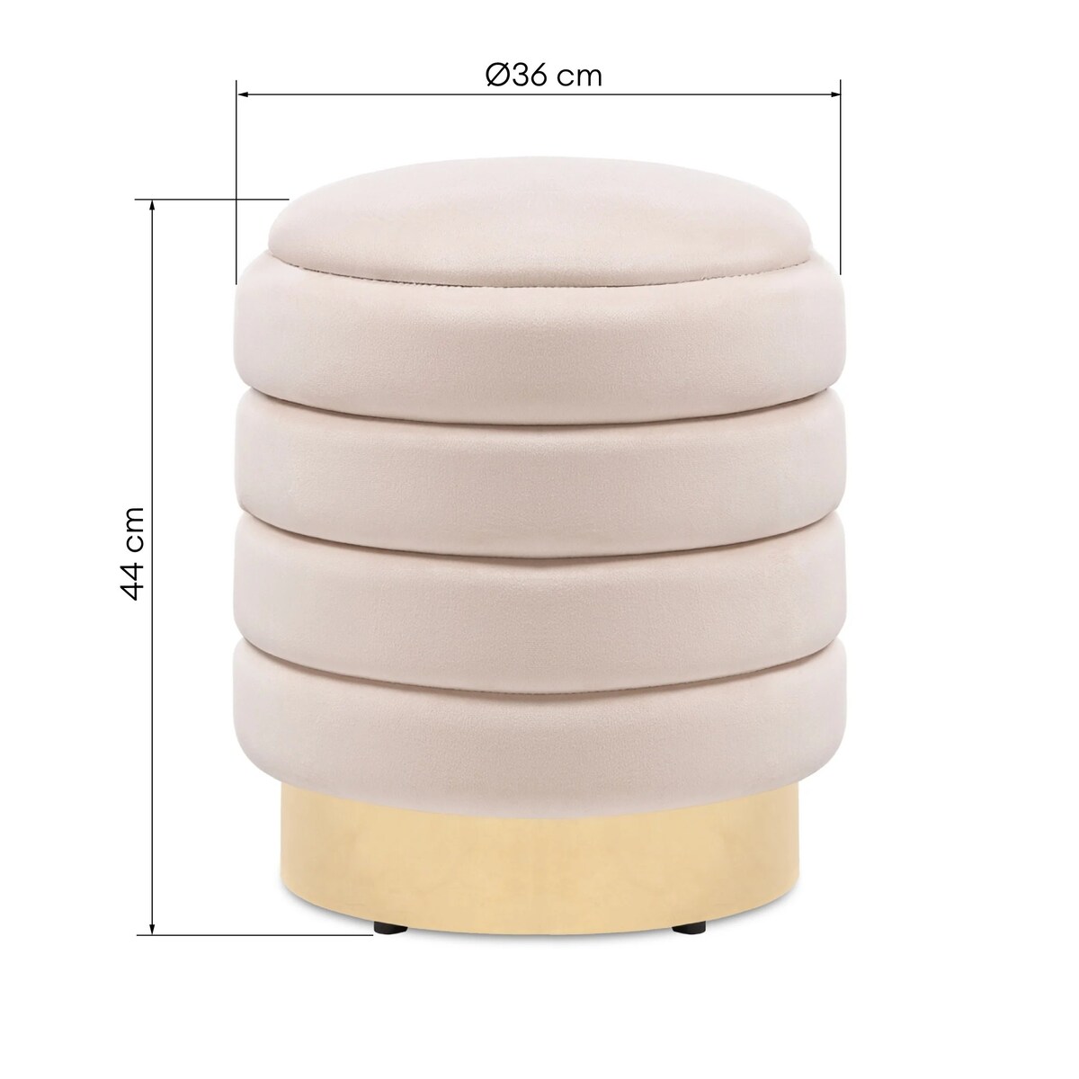 Pufa beżowa ze schowkiem Ø 36 cm YPSILA