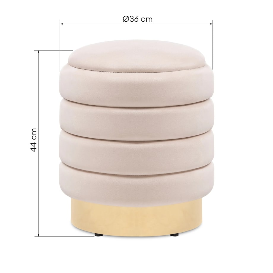 Pufa beżowa ze schowkiem Ø 36 cm YPSILA