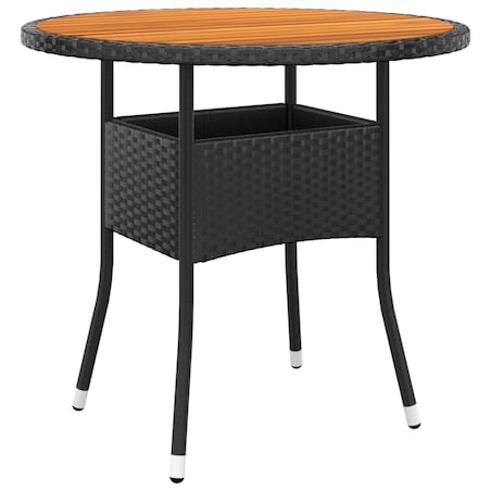 vidaXL Stolik ogrodowy, Ø80x75 cm, drewno akacjowe i rattan PE, czarny