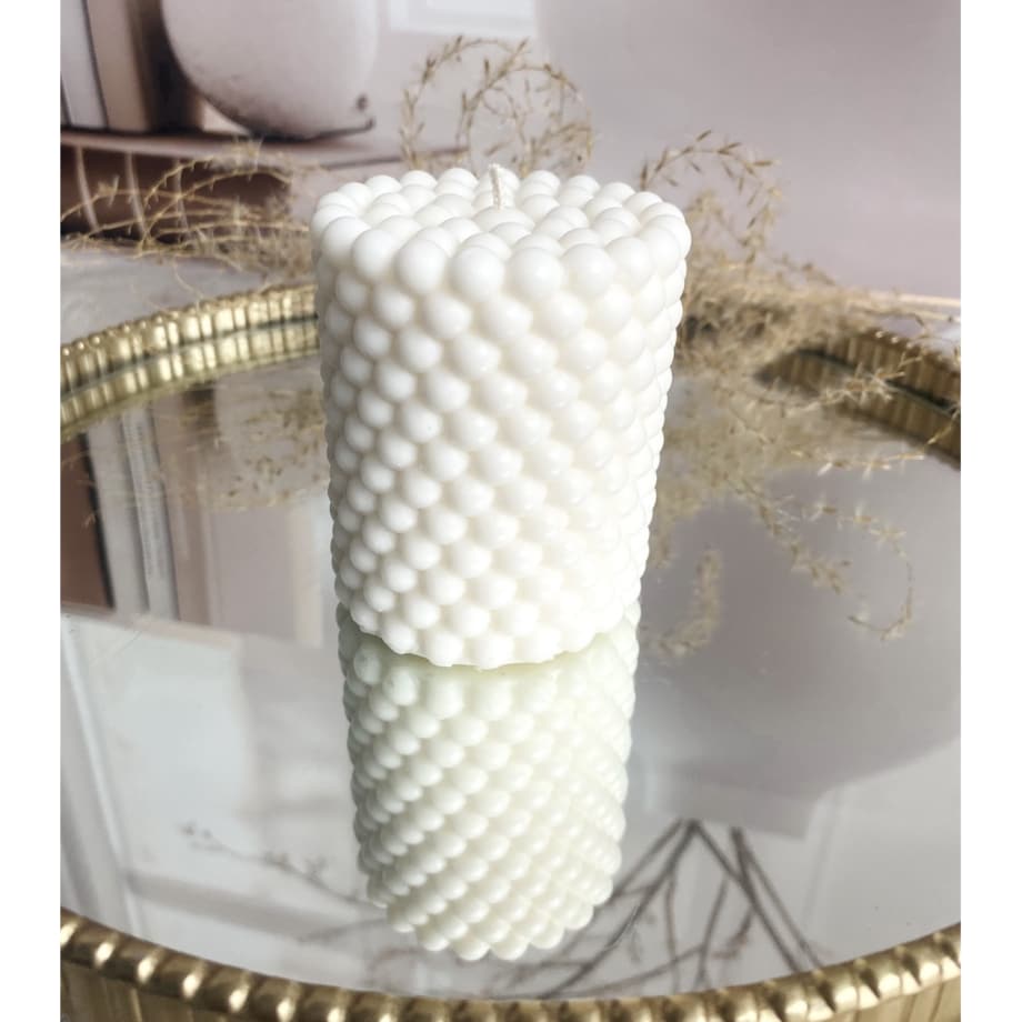 Świeca ekologiczna sojowa dekoracyjna "Bubbles" 60x75mm biała