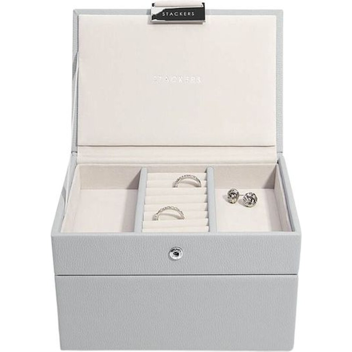 Szkatułka na biżuterię Stackers podwójna mini kamienna szarość