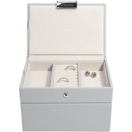 Szkatułka na biżuterię Stackers podwójna mini kamienna szarość