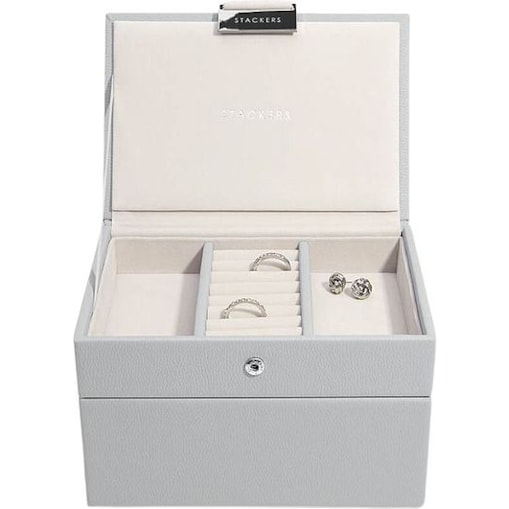 Szkatułka na biżuterię Stackers podwójna mini kamienna szarość
