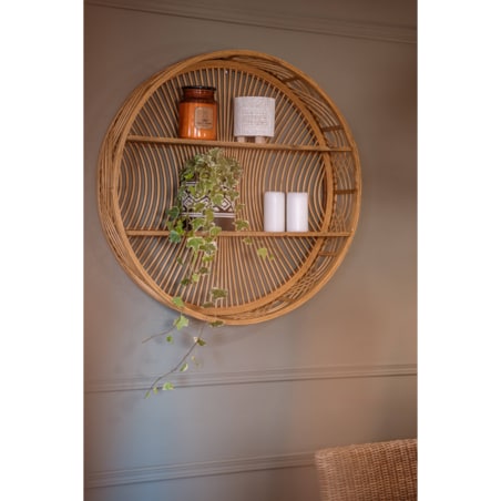 Okrągła półka ścienna Ina z drewna bambusowego, Ø 70 cm