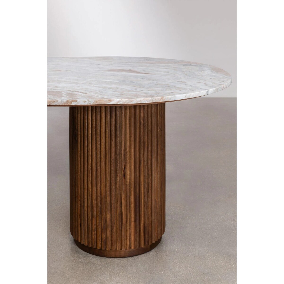 Owalny stół jadalniany 200x100 cm z marmuru i drewna mango Giselda