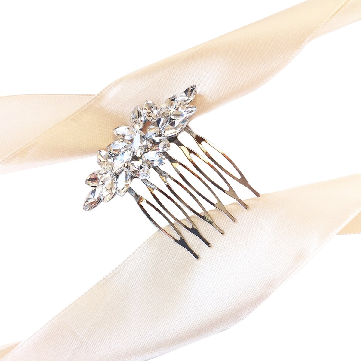 GRZEBYK ślubny srebrny elegancki błyszczący GLAM