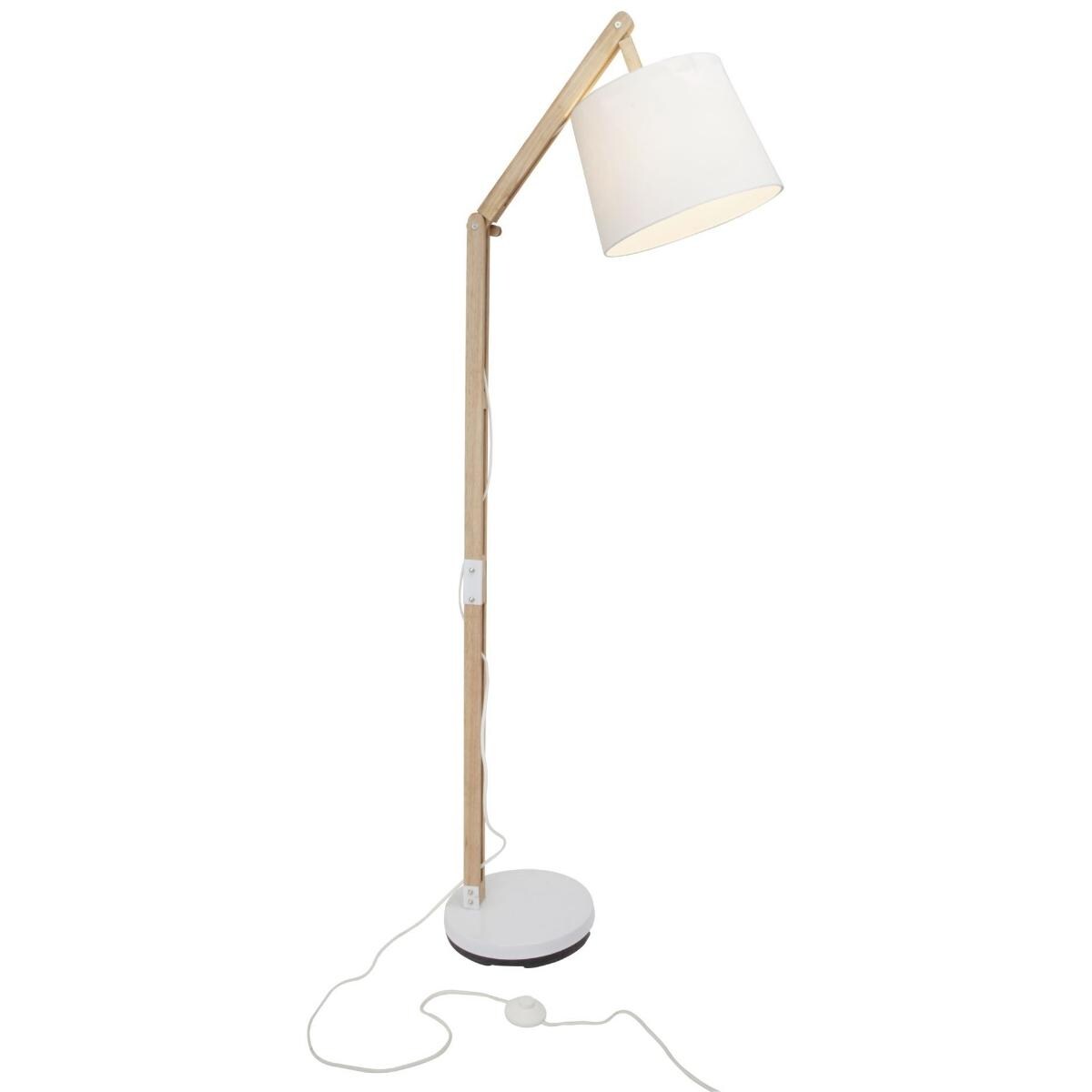 Regulowana lampa stojąca Carlyn 09958A75 Brilliant z abażurem drewno biała