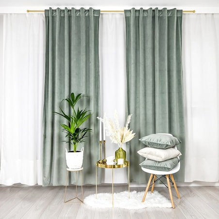 Welurowa zasłona 140x230 szałwiowa