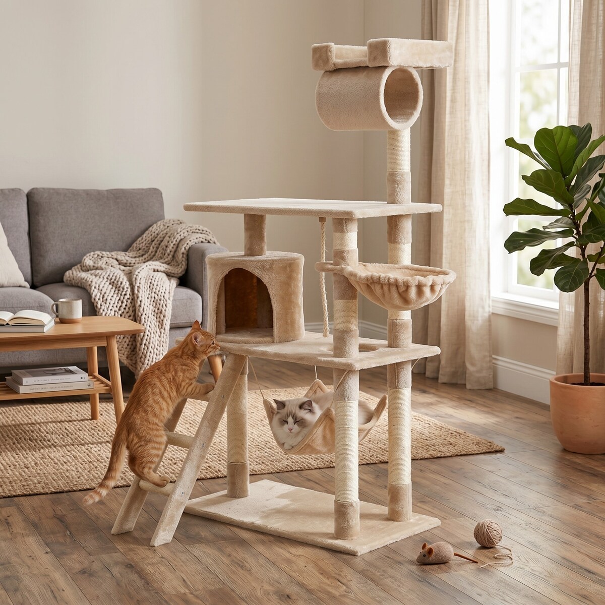 Drapak dla kota wieża domek hamak legowiska sizal 141 cm FUNFIT