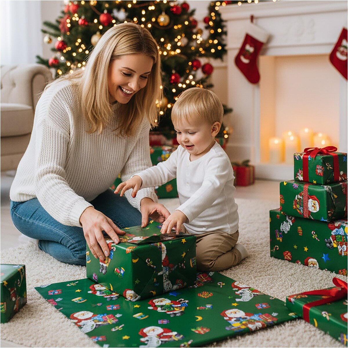 Papier do pakowania prezentów 20 METRÓW MEGAROLKA Świąteczny Do Paczek Ozdobny