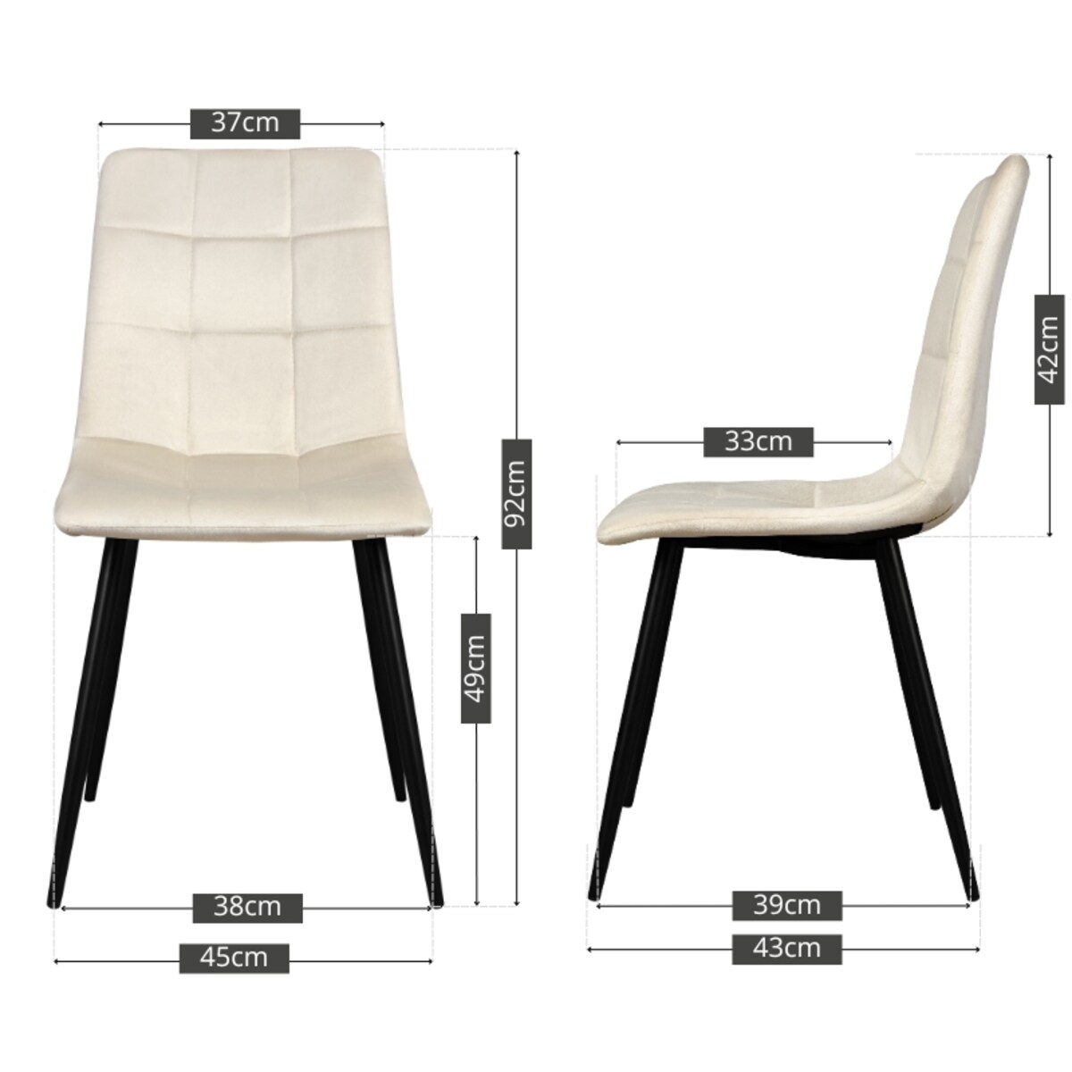 Krzesło tapicerowane welurowe pikowane beżowe do salonu