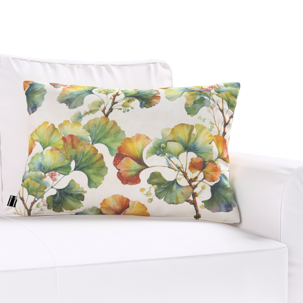 Poszewka Kinga na poduszkę prostokątną 60x40 wielobarwne kwiaty na białym tle