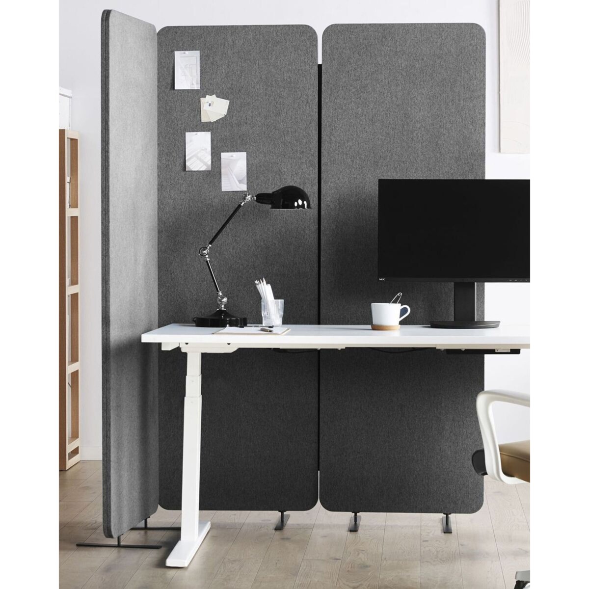 Przegroda biurkowa 184 x 184 cm Szary STANDI