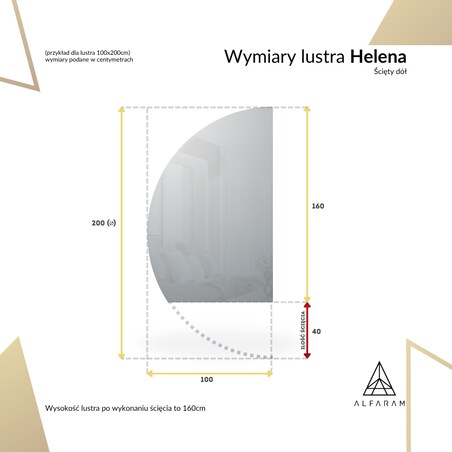 Lustro łazienkowe półokrągłe ze ściętym dołem z podświetleniem - HELENA LED