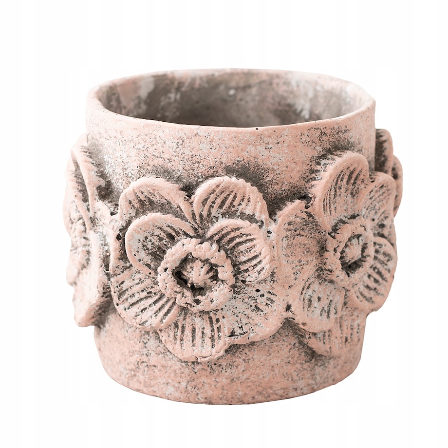 OSŁONKA na doniczkę FLOWER beton różowa śr. 14cm