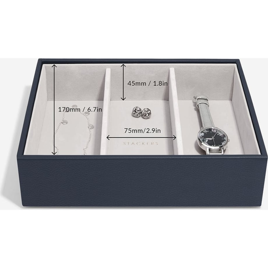 Szkatułka na biżuterię Stackers 3 komorowa classic jasnobeżowa lniana