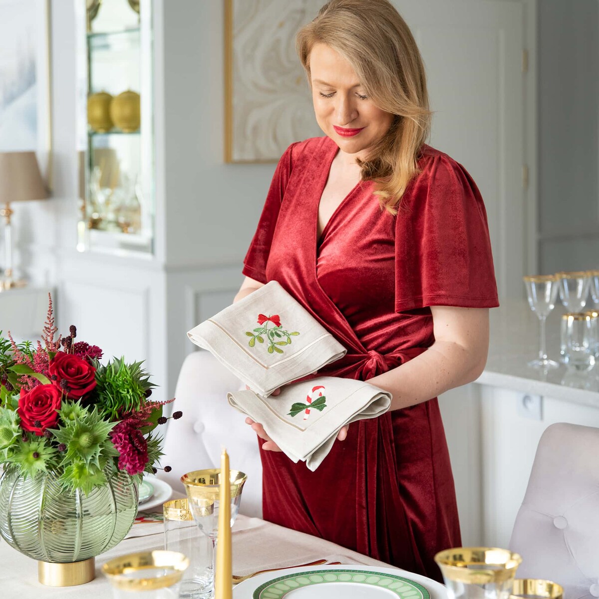 Podkładki Candy Cane & Mistletoe Mirha - 4 sztuki