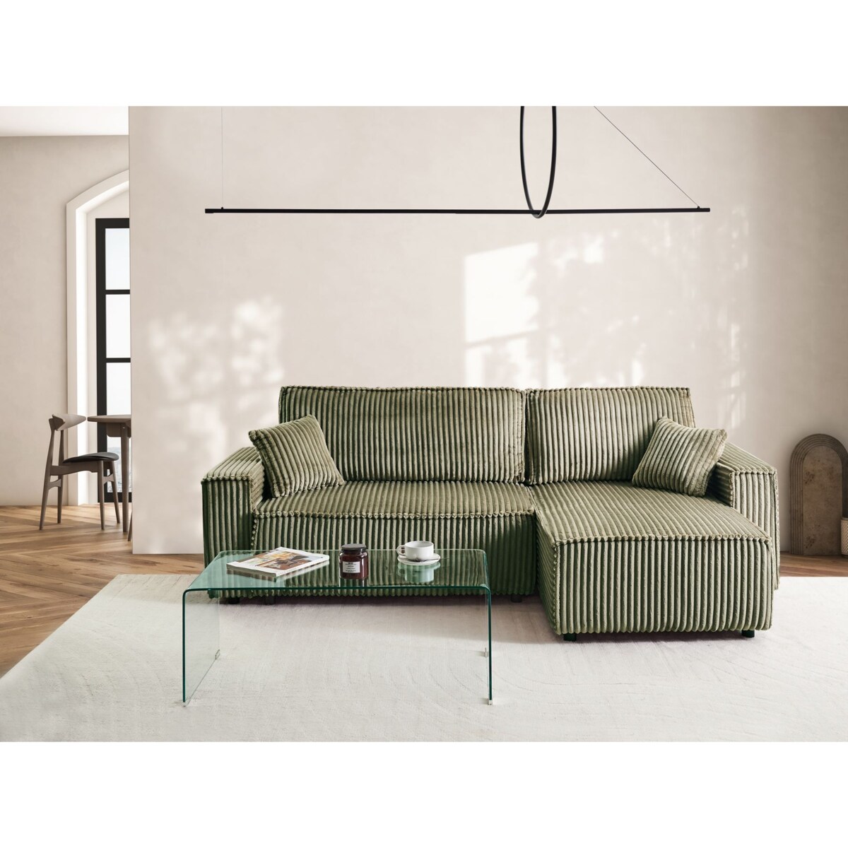 Sofa rozkładana ABACKA Sztruks Lewostronny