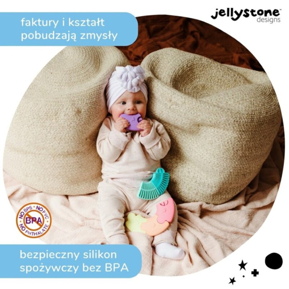 Pierwsze puzzle sensoryczne, pastelowe kółko, Jellystone Design