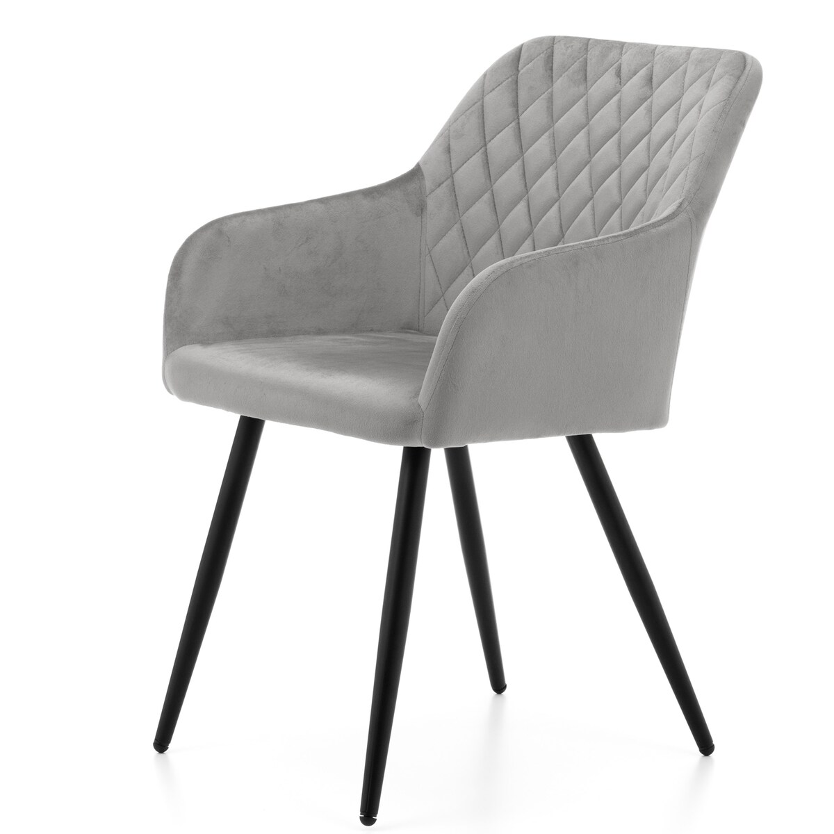 Krzesło tapicerowane TODI welur do salonu jadalni pikowane jasnoszare