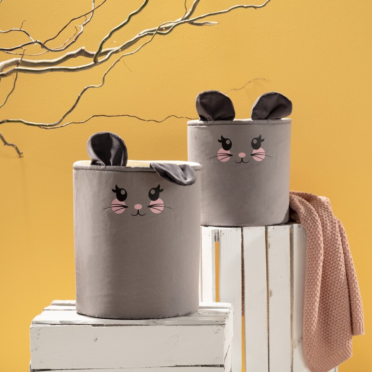 Kosz na zabawki Happy Band - Mouse 30x40cm, 30x30x40cm