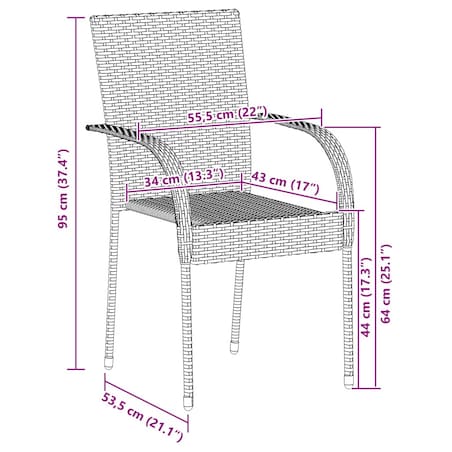 vidaXL Sztaplowane krzesła ogrodowe, 4 szt., polirattan, brązowe