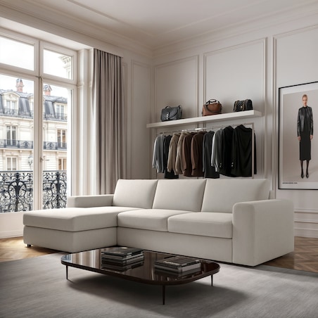 Sofa narożna lewa Baga XL kremowa