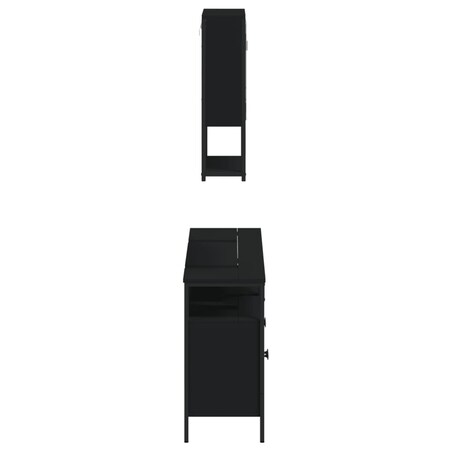 vidaXL 3-cz zestaw mebli łazienkowych, czarny, materiał drewnopochodny