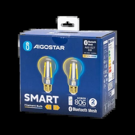 inteligentna żarówka bluetooth mesh a60 6w cct 2 szt. ,z pilotem