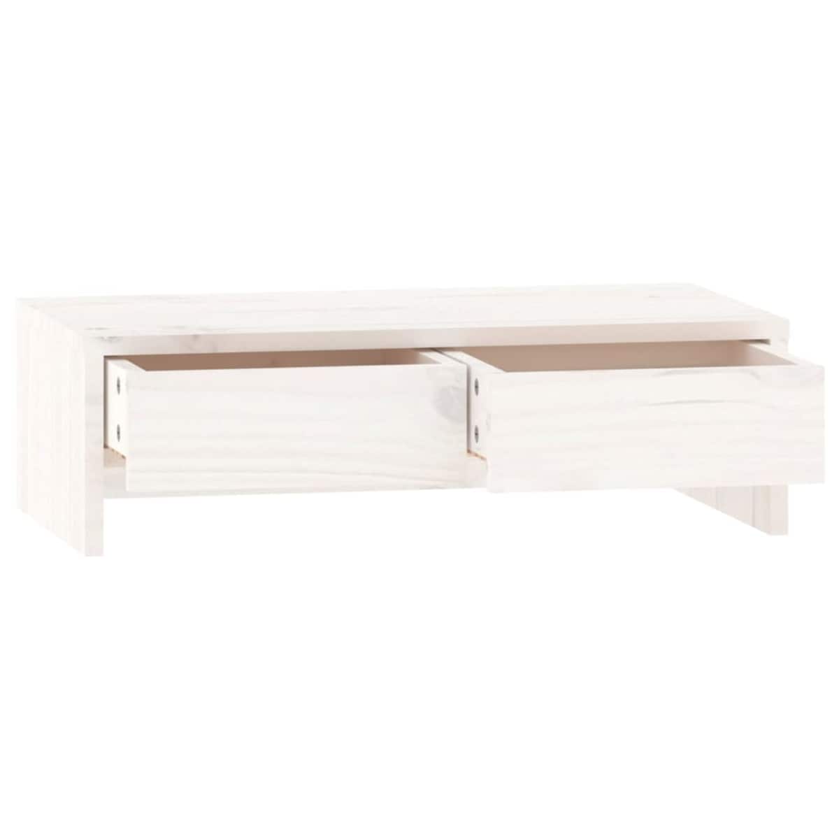 vidaXL Podstawka na monitor, biała, 50x27x15 cm, lite drewno sosnowe