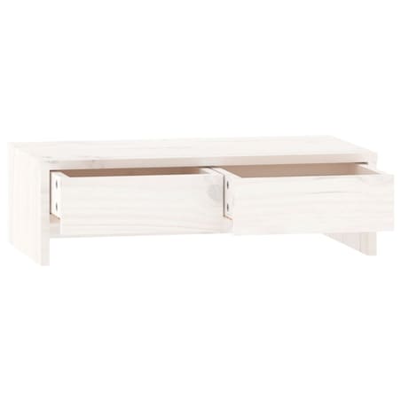 vidaXL Podstawka na monitor, biała, 50x27x15 cm, lite drewno sosnowe